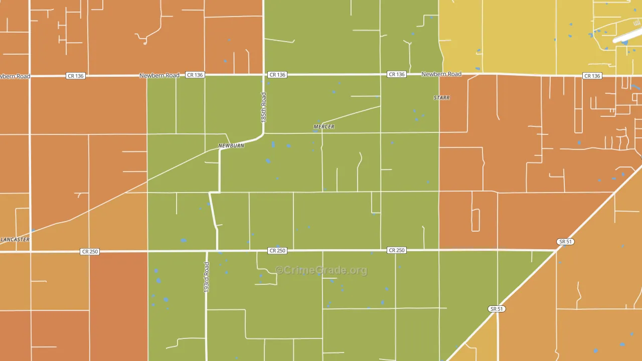 Newburn, FL Map of Vandalism Rates