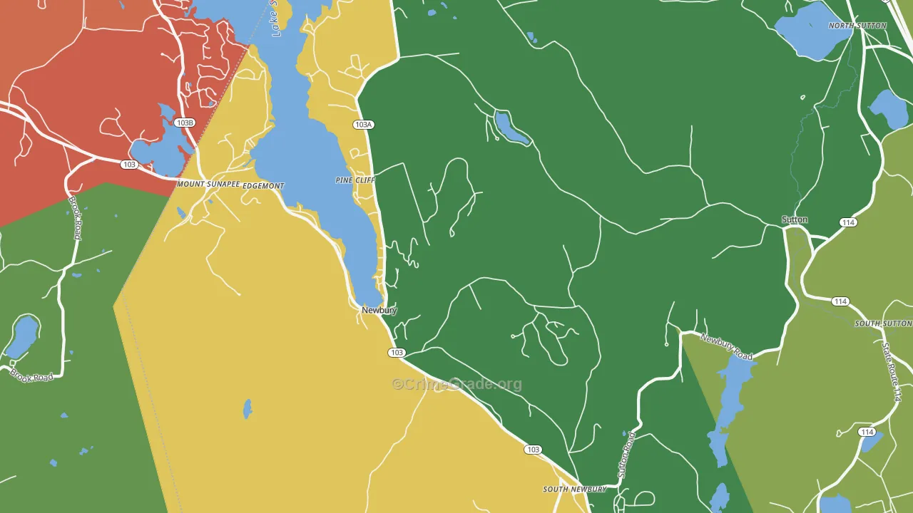 Newbury, NH Map of Vandalism Rates