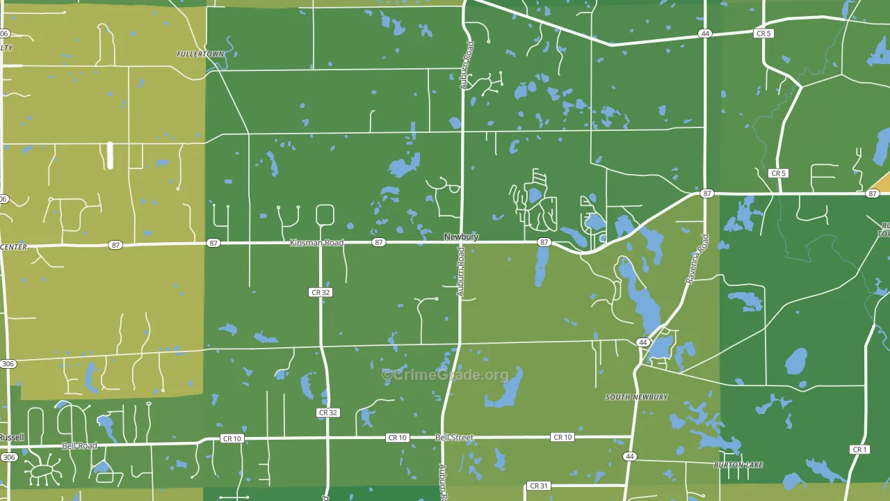 Newbury, OH Map of Vandalism Rates