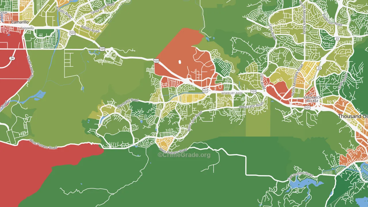 Newbury Park, CA Map of Vandalism Rates