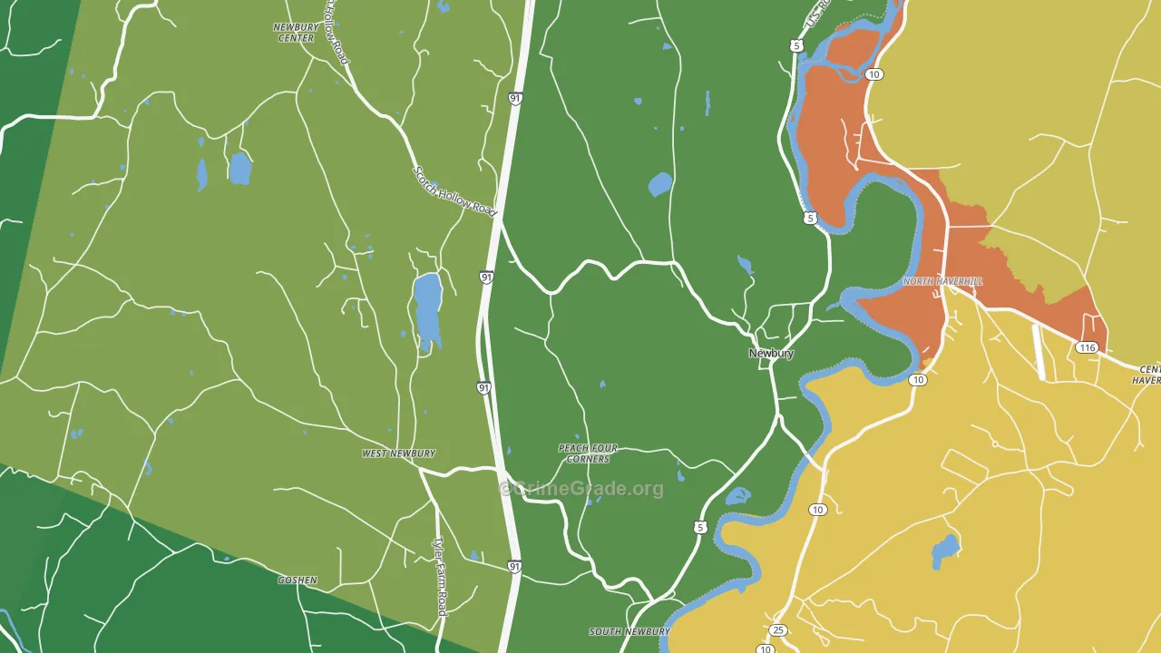 Newbury, VT Map of Vandalism Rates