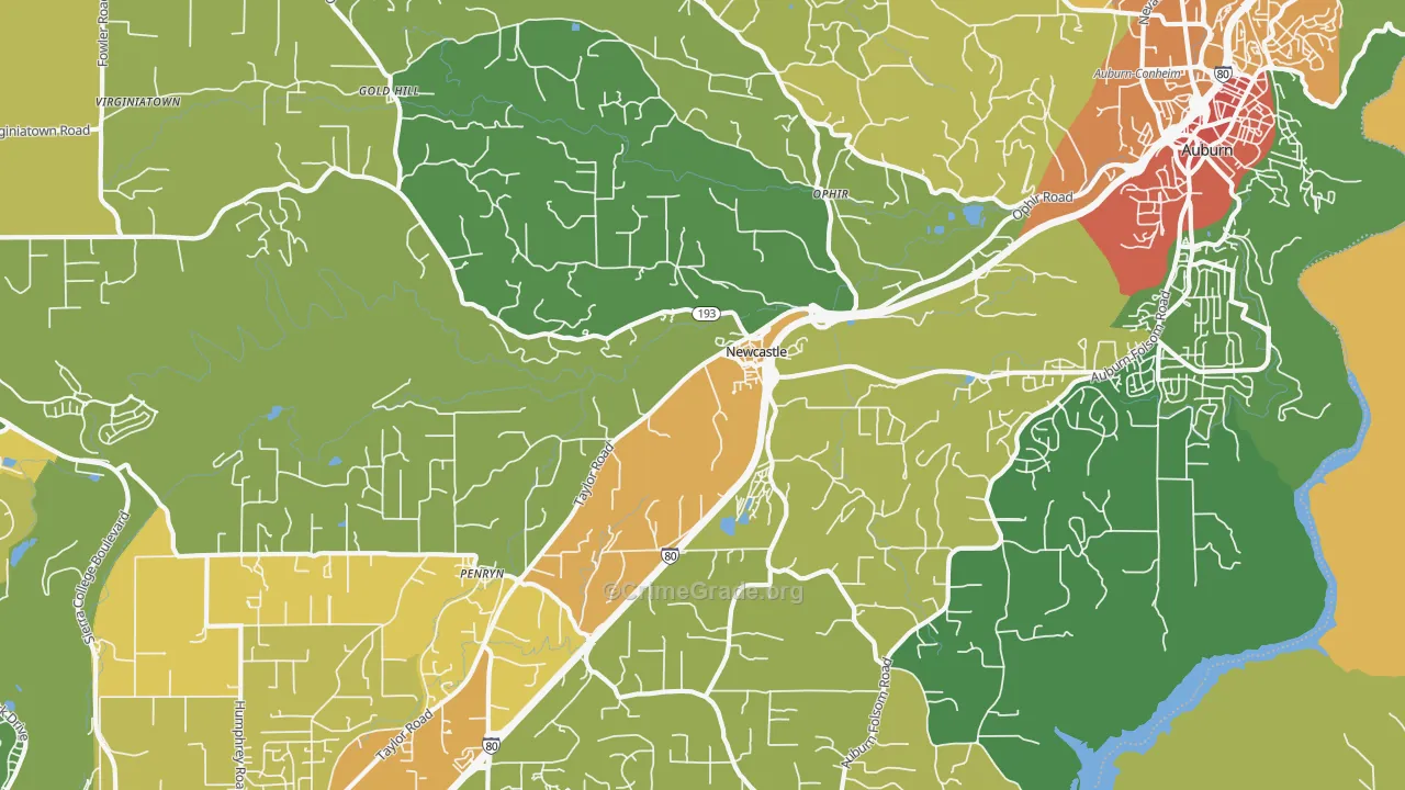 Newcastle, CA Map of Vandalism Rates