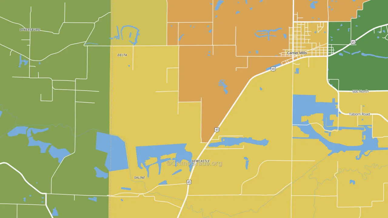 Newcastle, IL Map of Vandalism Rates