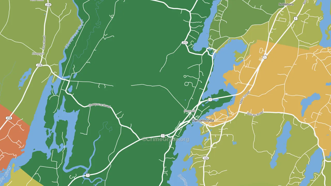 Newcastle, ME Map of Vandalism Rates