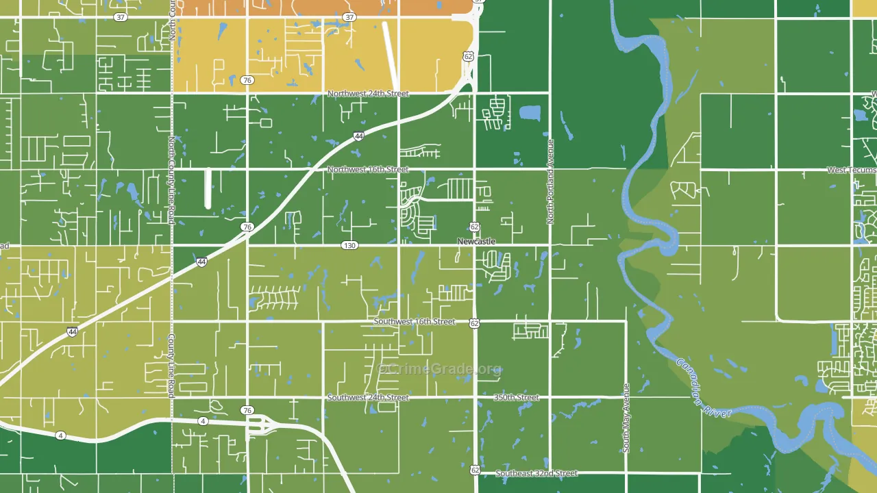 Newcastle, OK Map of Vandalism Rates