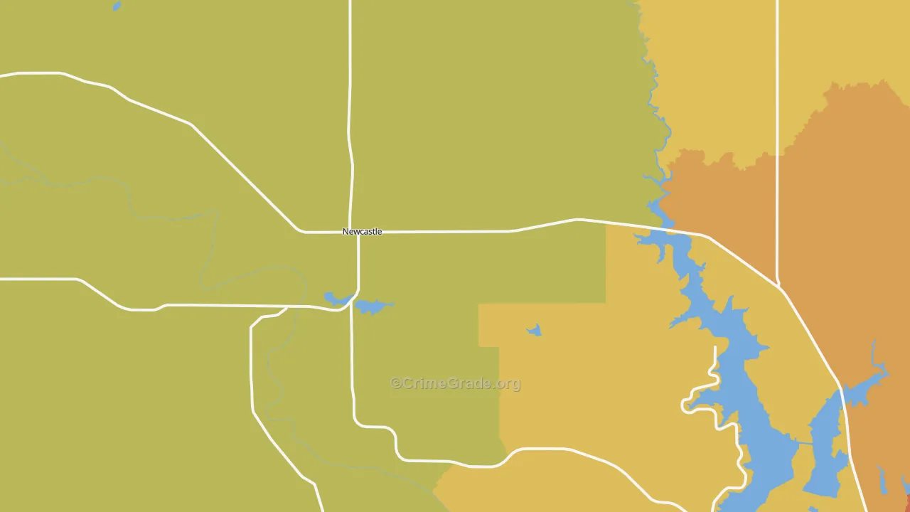 Newcastle, TX Map of Vandalism Rates