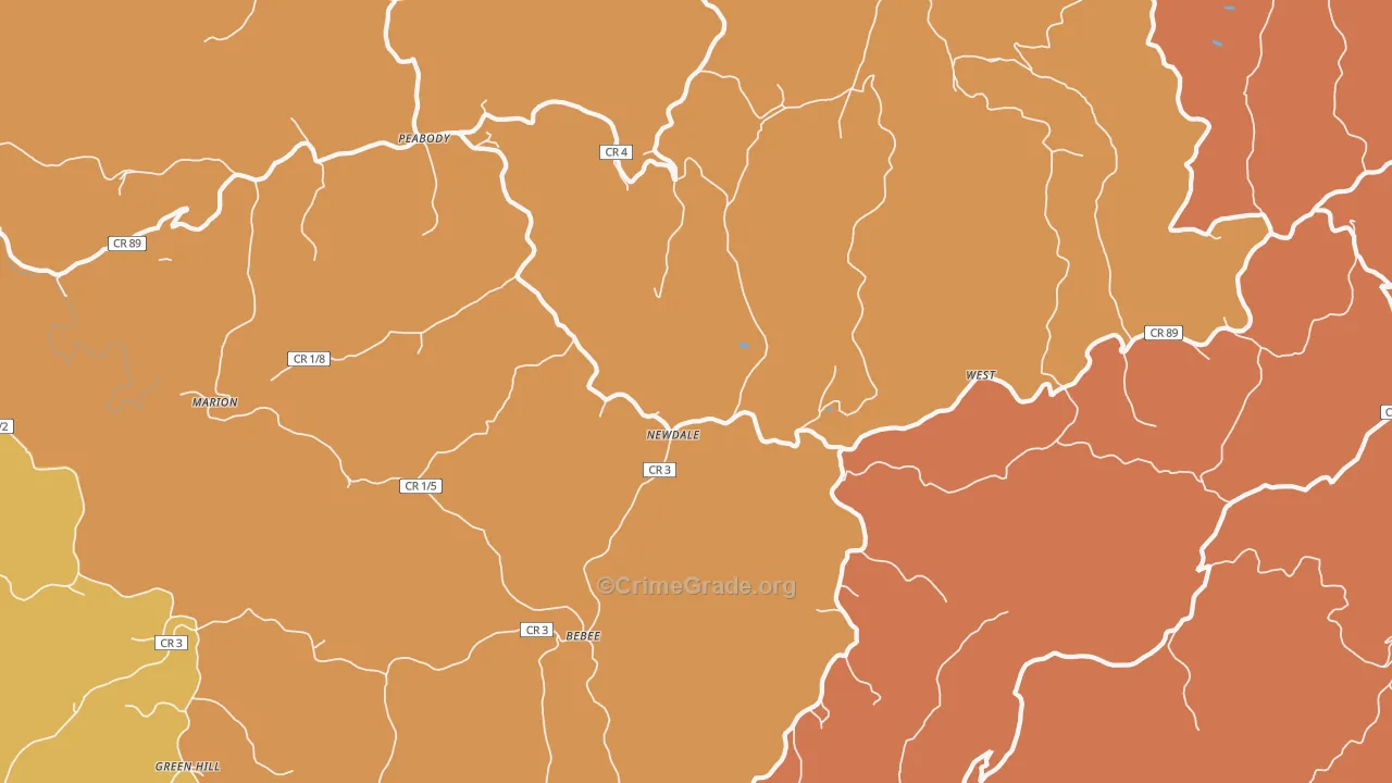 Newdale, WV Map of Vandalism Rates