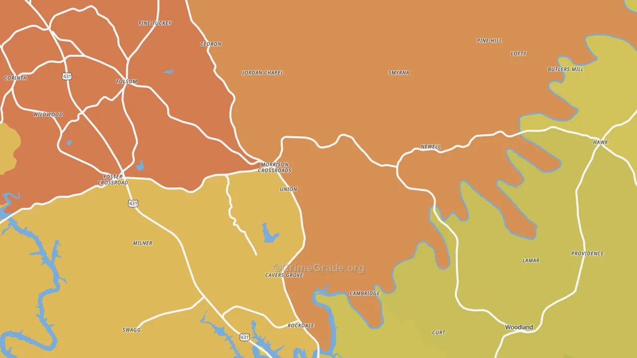 Newell, AL Map of Vandalism Rates