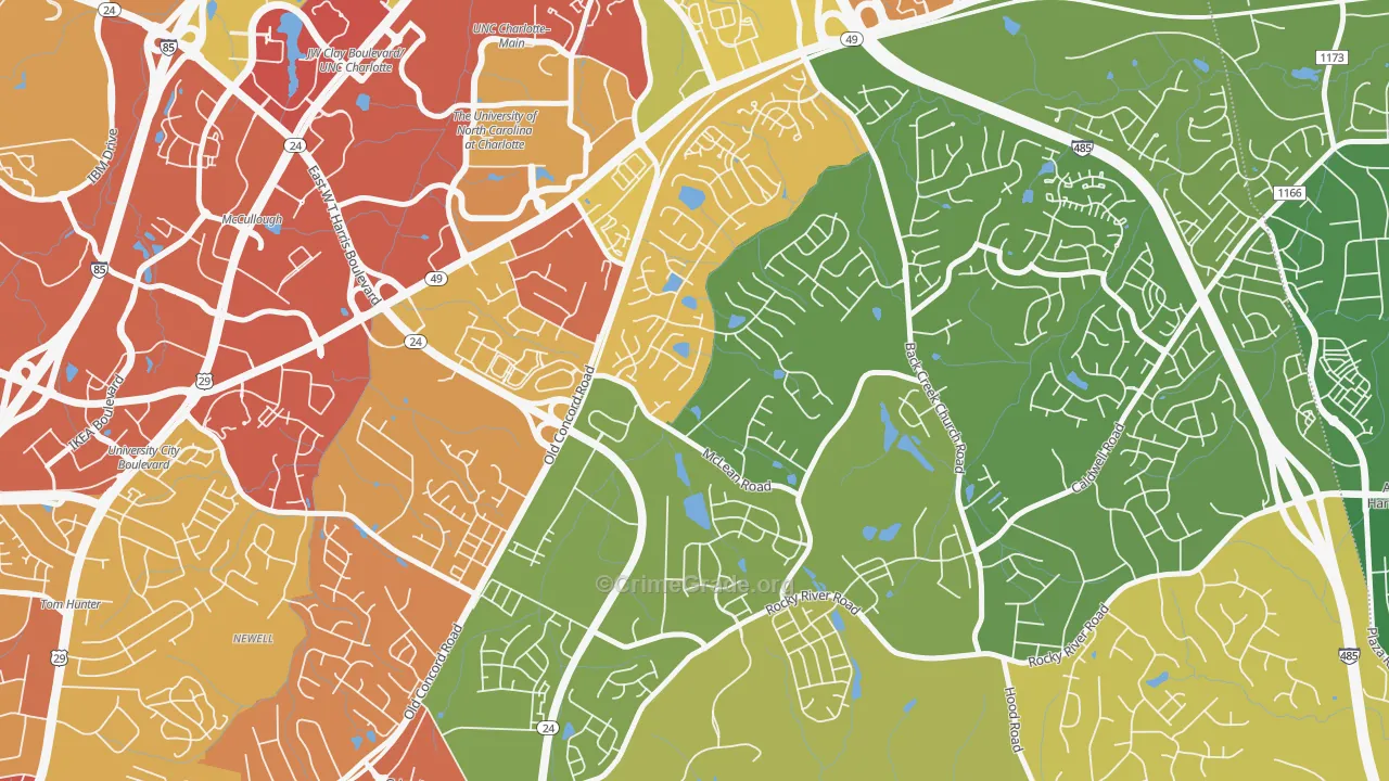 Newell, Charlotte, NC Map of Vandalism Rates
