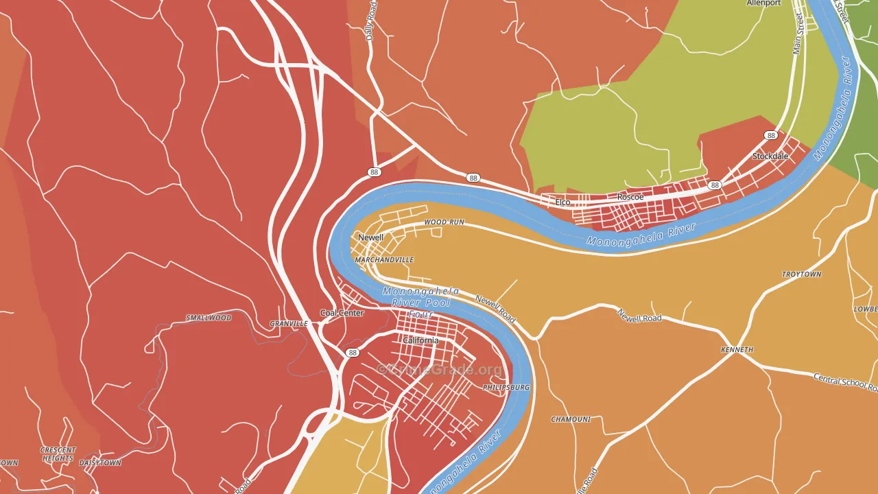 Newell, PA Map of Vandalism Rates