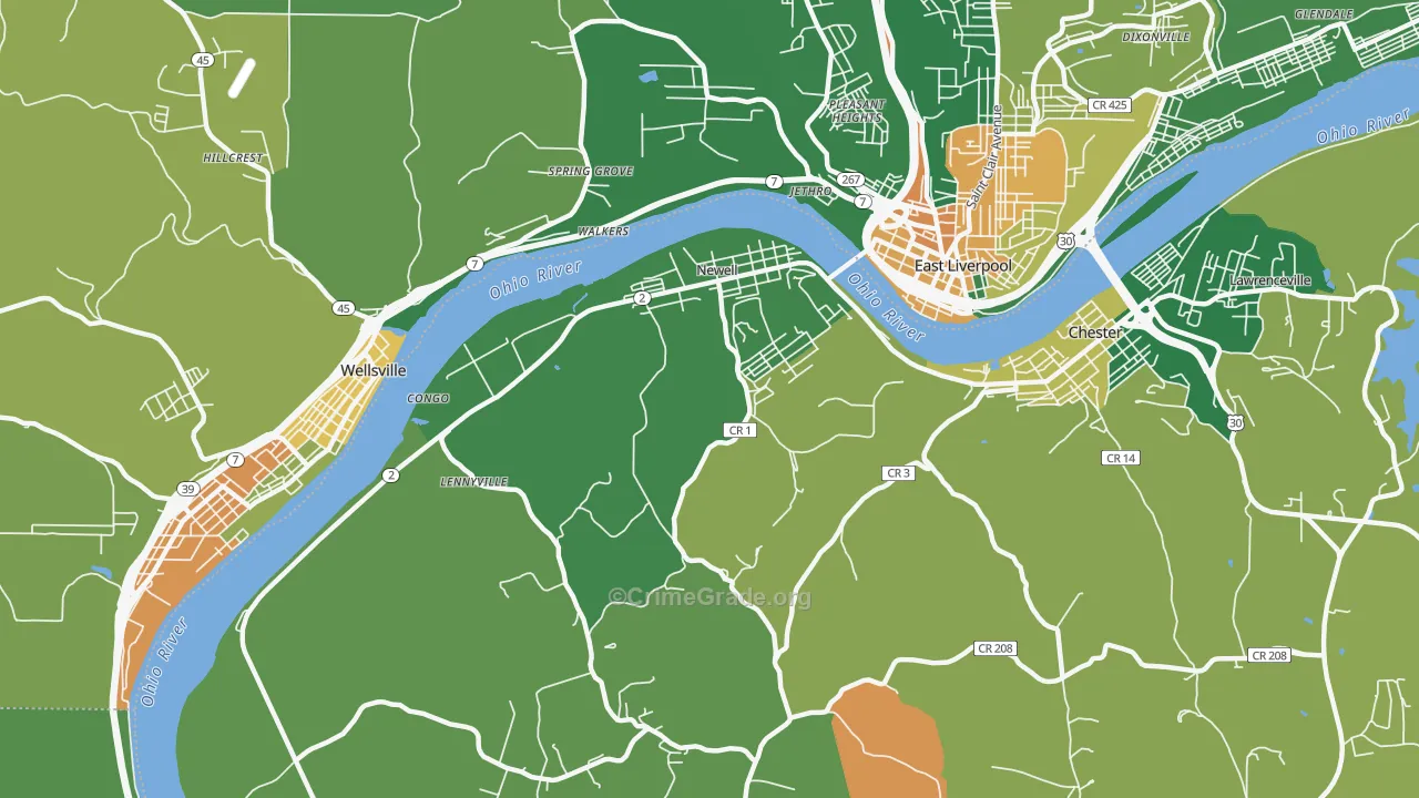 Newell, WV Map of Vandalism Rates