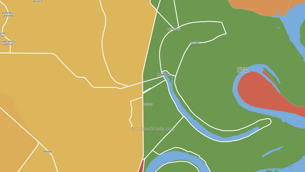 Newellton, LA Map of Vandalism Rates