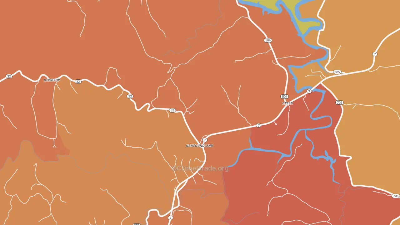 Newfoundland, KY Map of Vandalism Rates