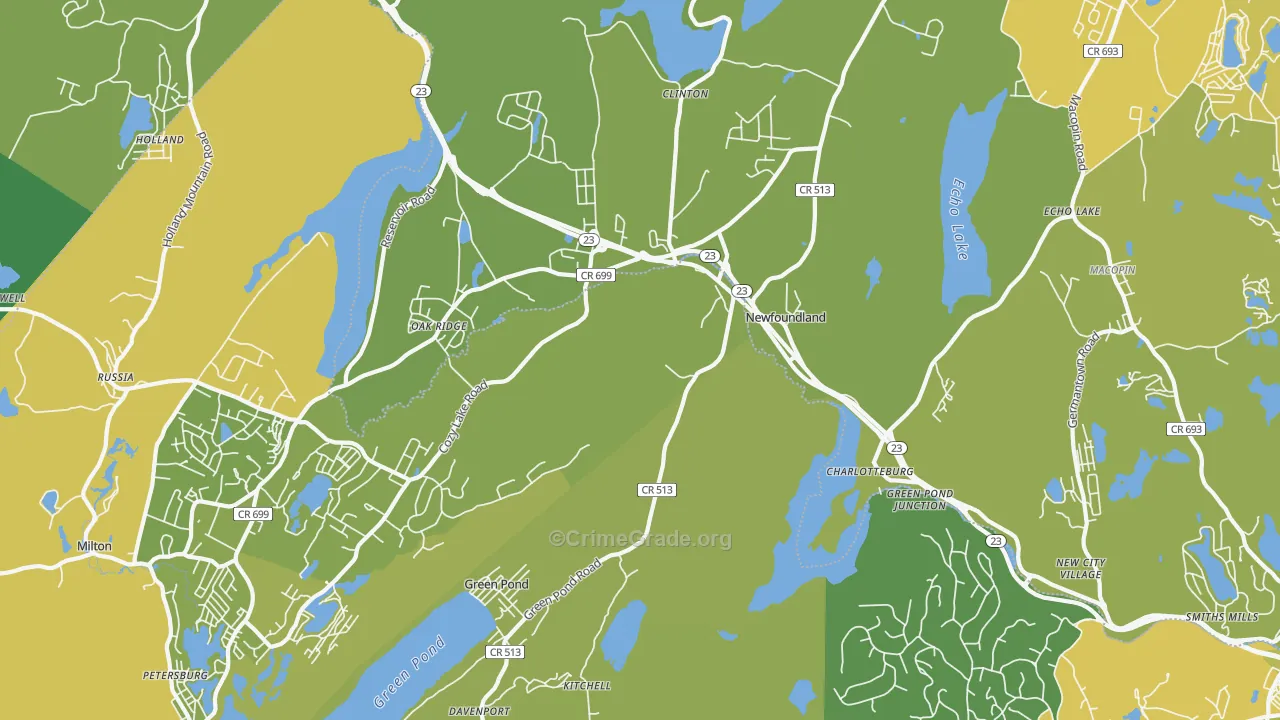 Newfoundland, NJ Map of Vandalism Rates