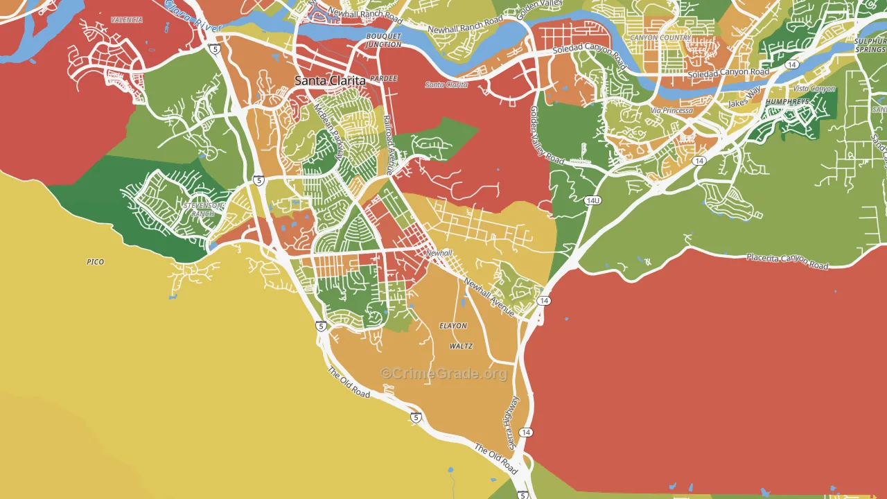 Newhall, CA Map of Vandalism Rates