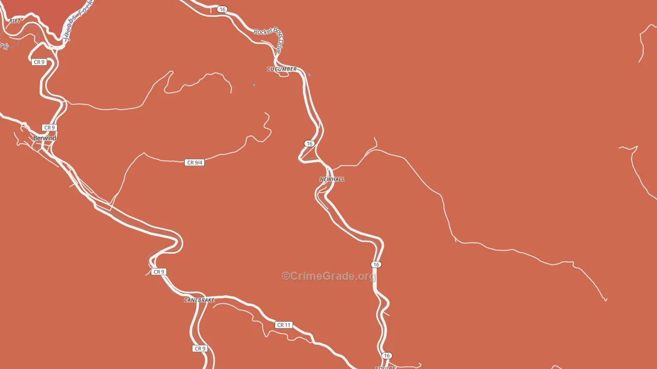 Newhall, WV Map of Vandalism Rates