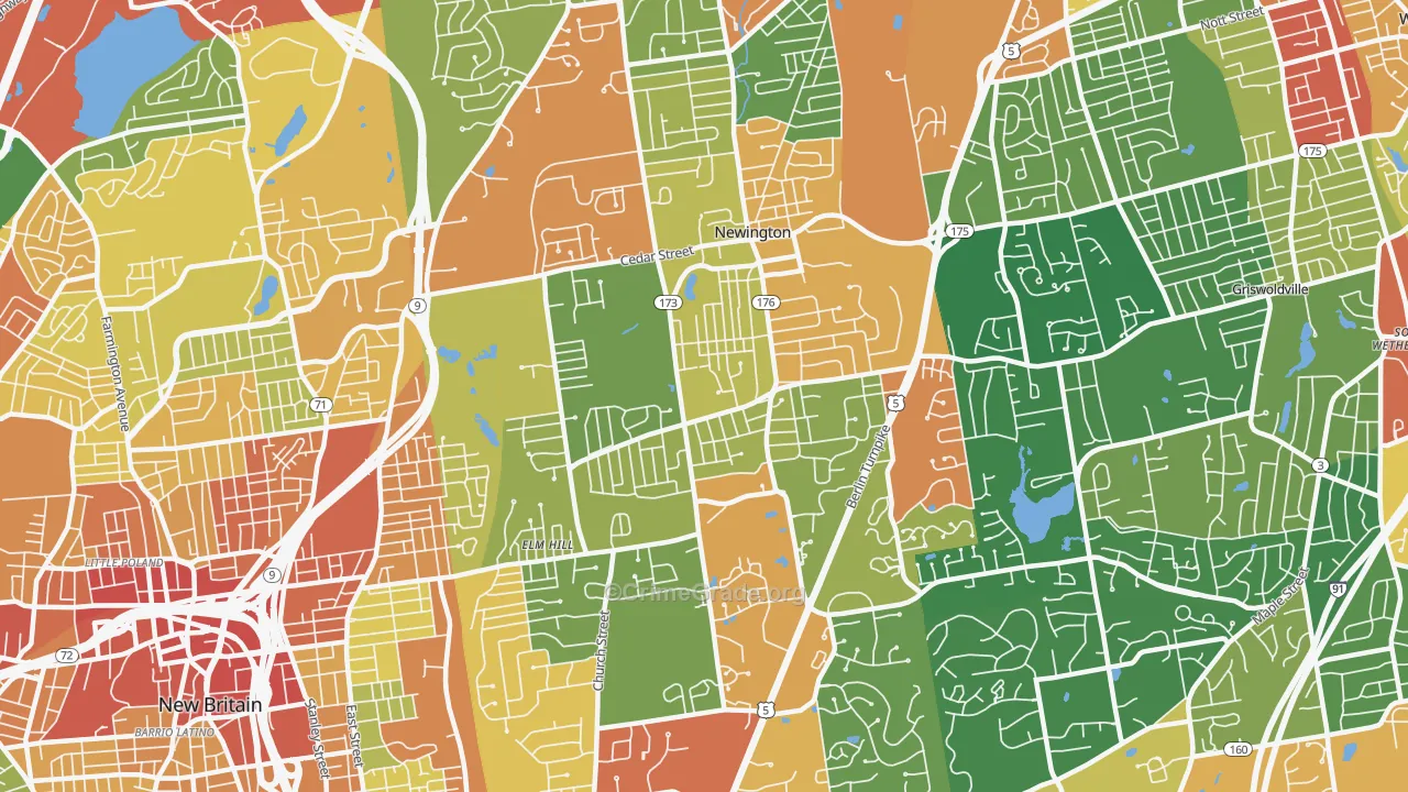 Newington, CT Map of Vandalism Rates