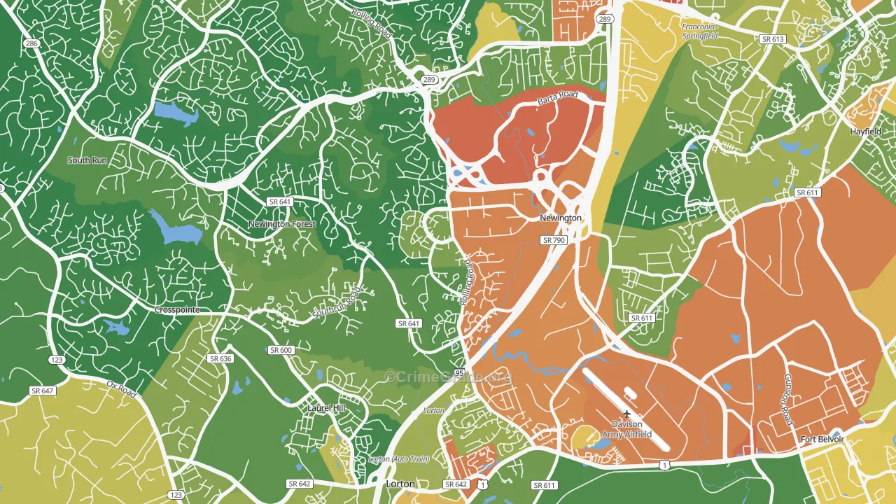Newington, VA Map of Vandalism Rates