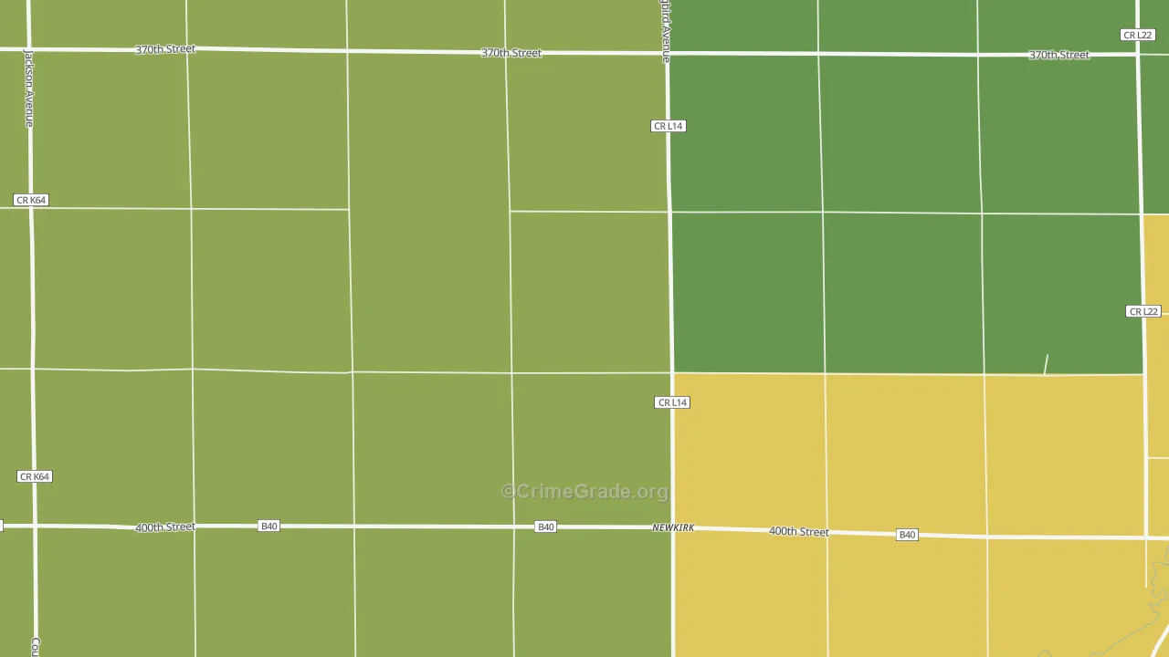 Newkirk, IA Map of Vandalism Rates