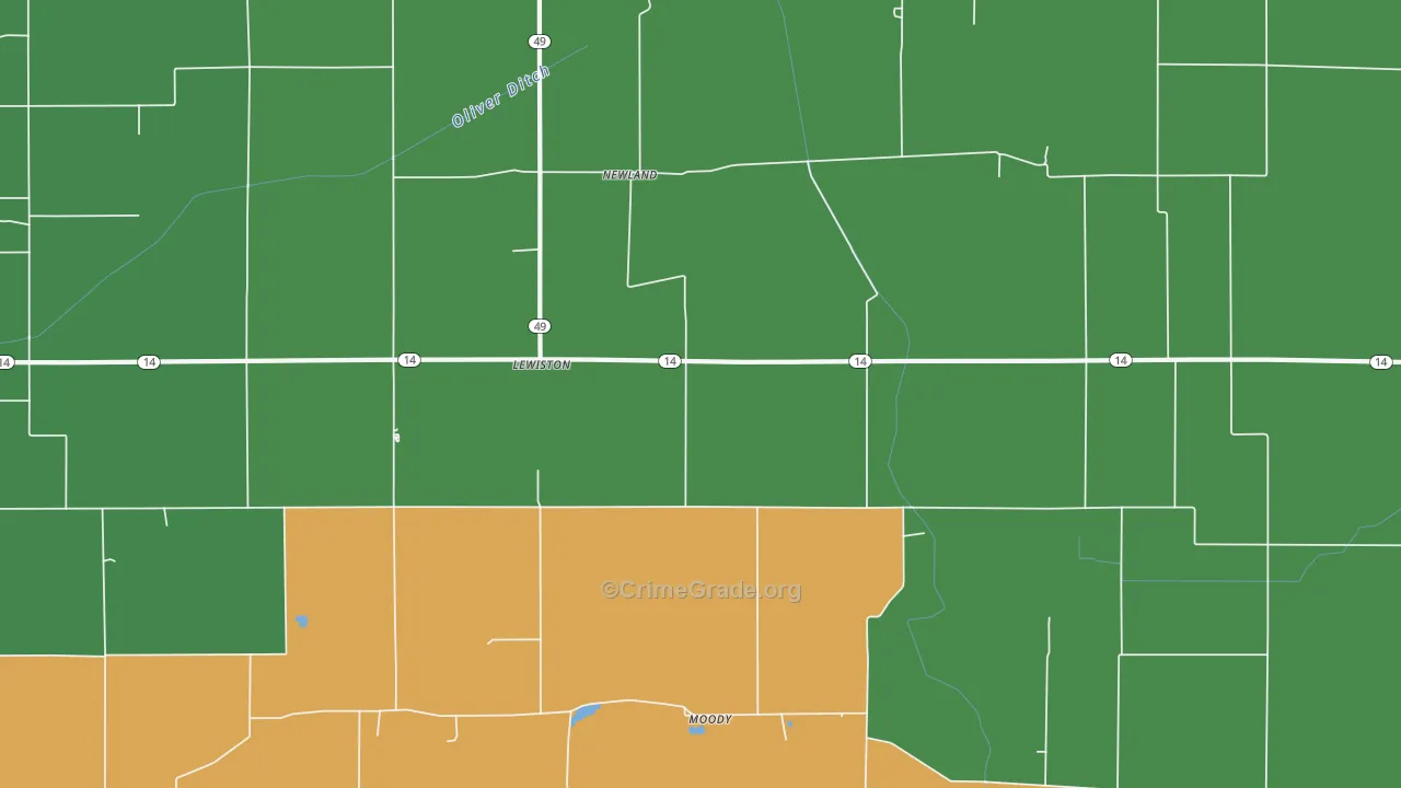 Newland, IN Map of Vandalism Rates