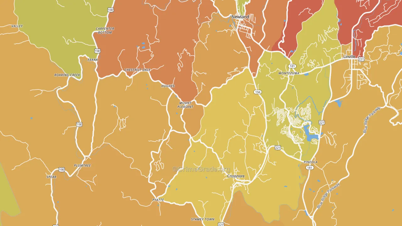 Newland, NC Map of Vandalism Rates