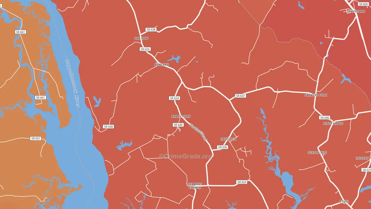 Newland, VA Map of Vandalism Rates