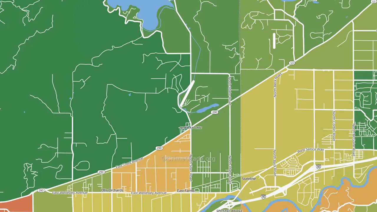 Newman Lake, WA Map of Vandalism Rates
