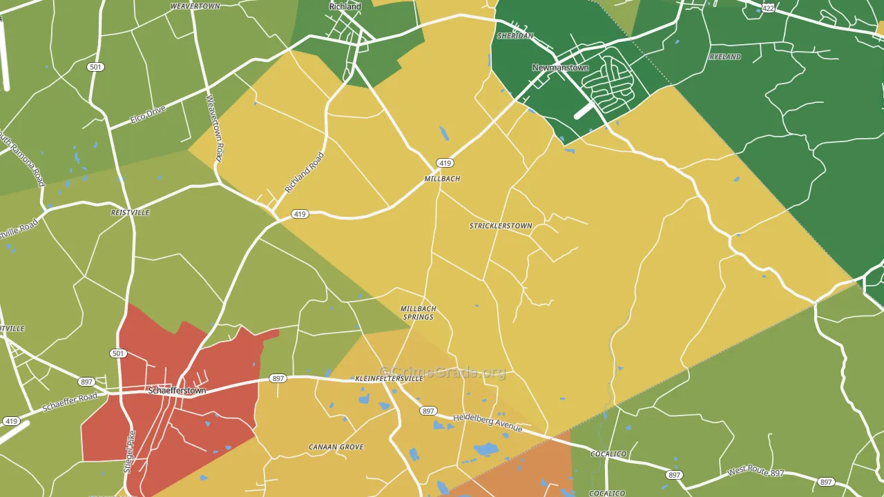 Newmanstown, PA Map of Vandalism Rates