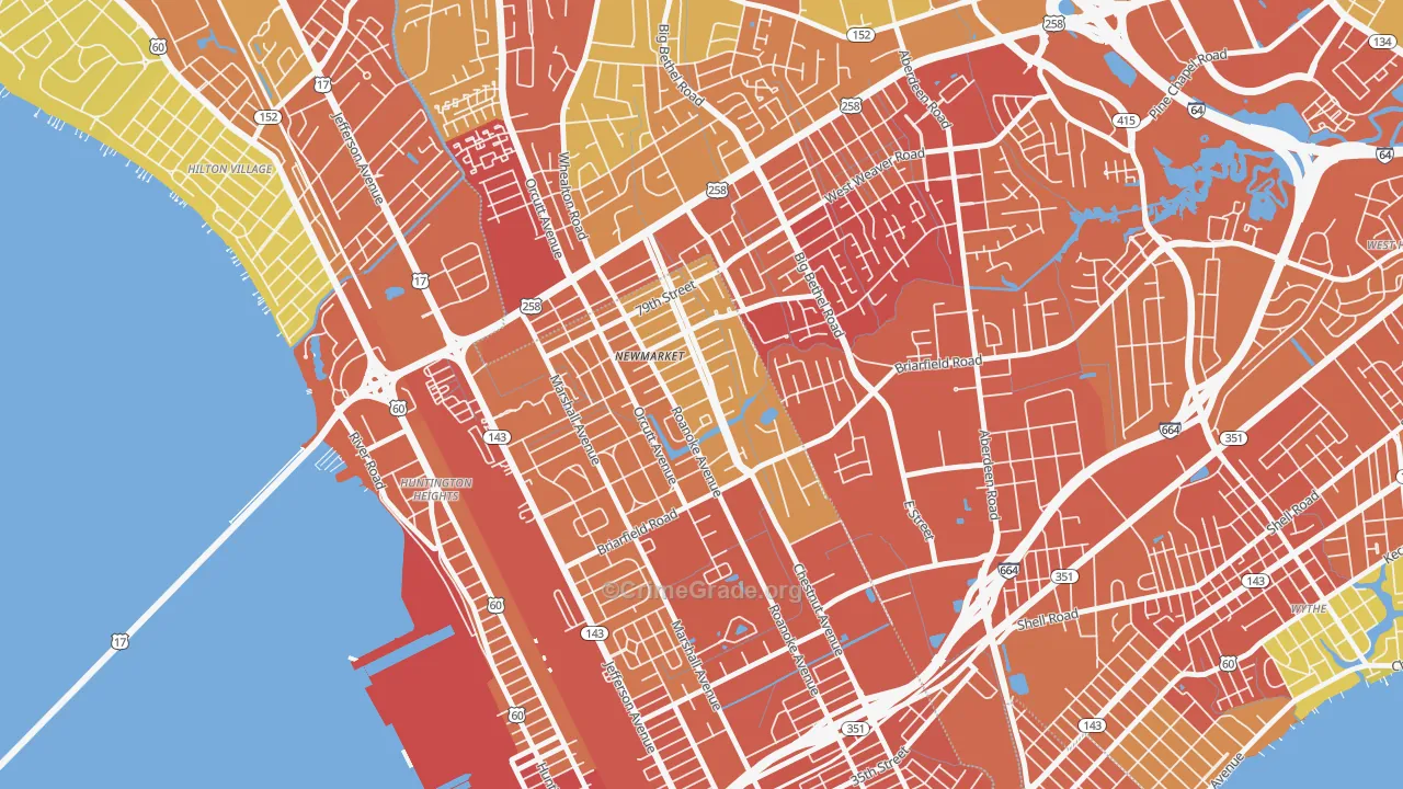 Newmarket South, Newport News, VA Map of Vandalism Rates