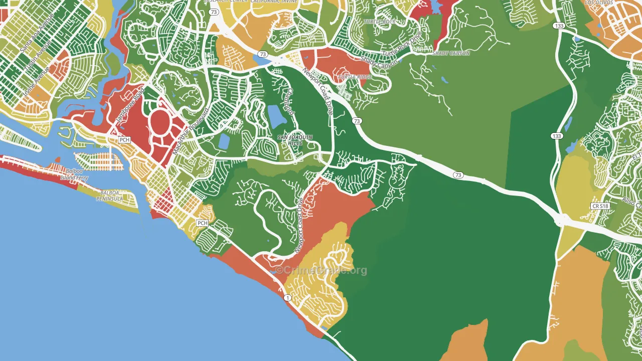 Newport Coast, CA Map of Vandalism Rates