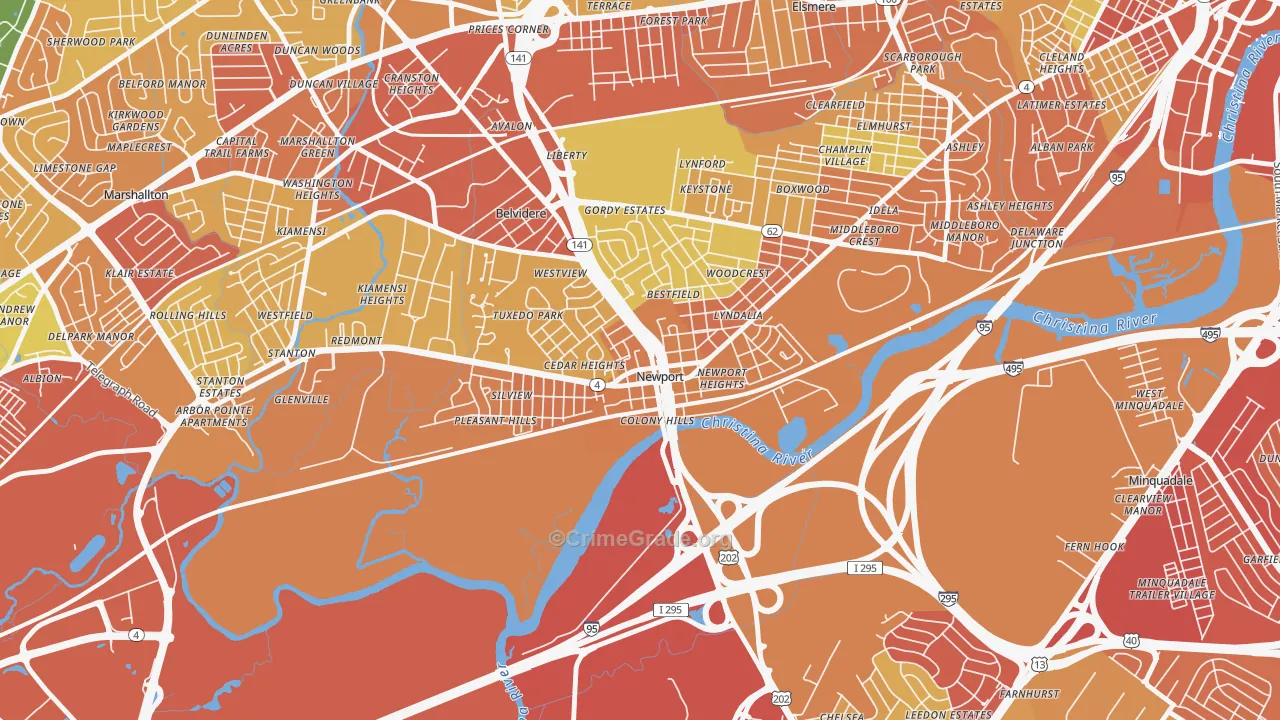 Newport, DE Map of Vandalism Rates