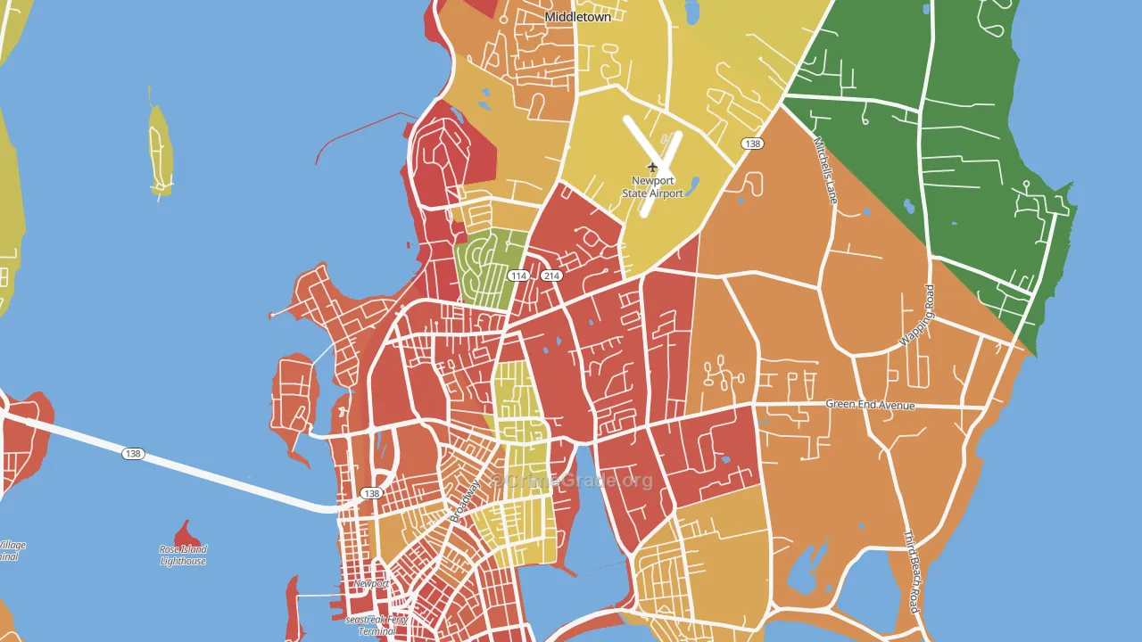 Newport East, RI Map of Vandalism Rates