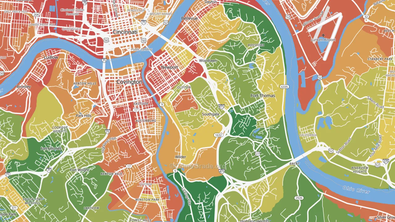 Newport, KY Map of Vandalism Rates