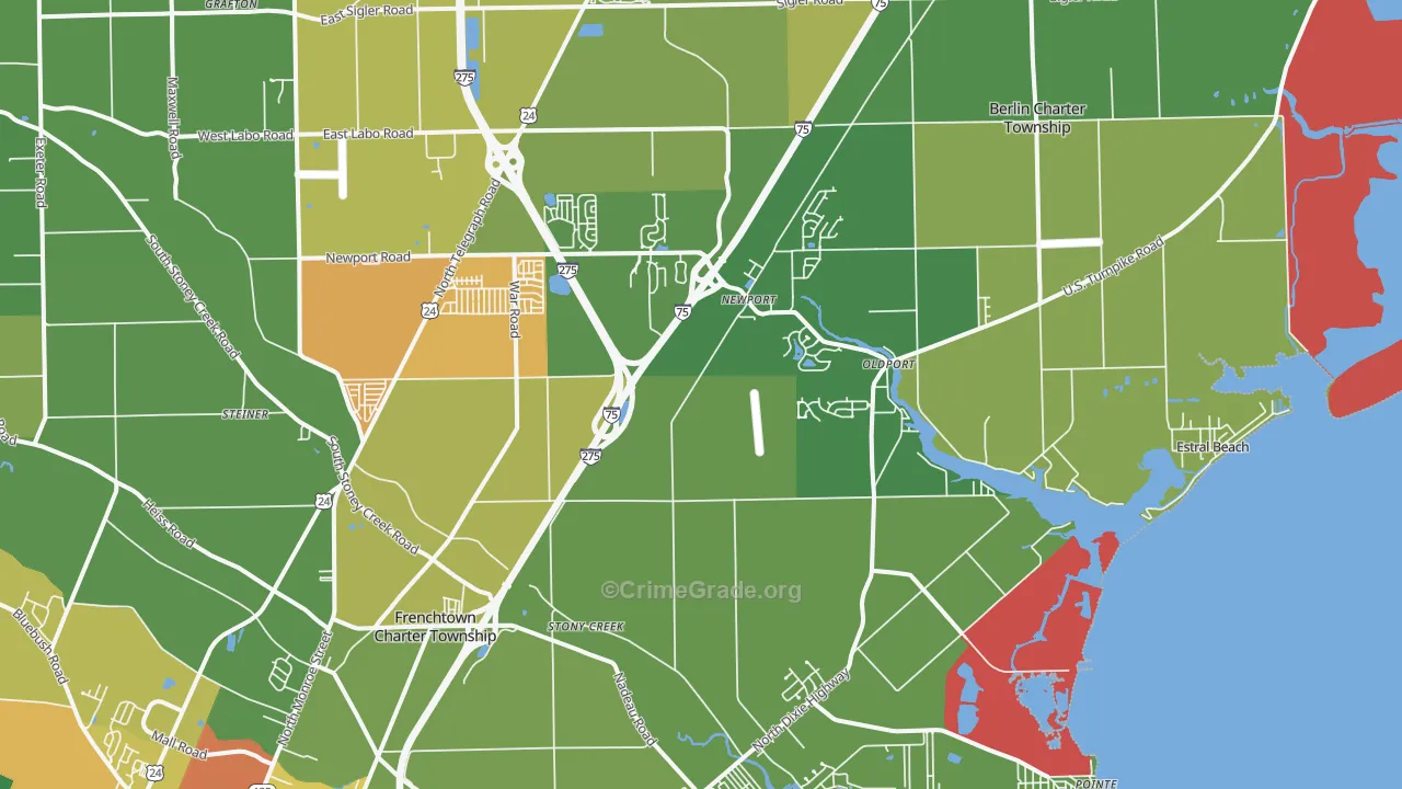 Newport, MI Map of Vandalism Rates