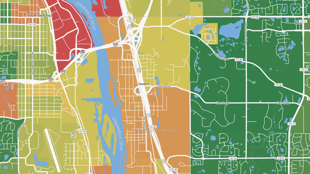 Newport, MN Map of Vandalism Rates