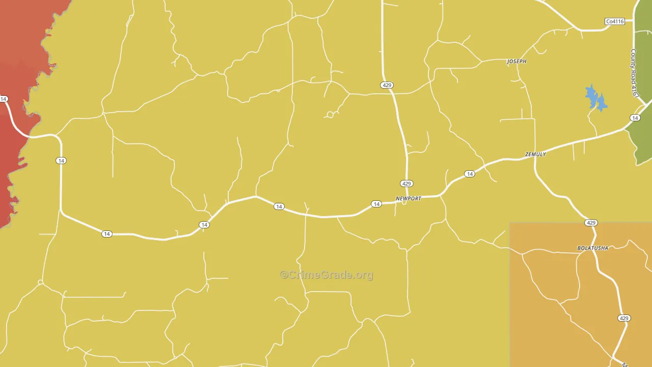 Newport, MS Map of Vandalism Rates