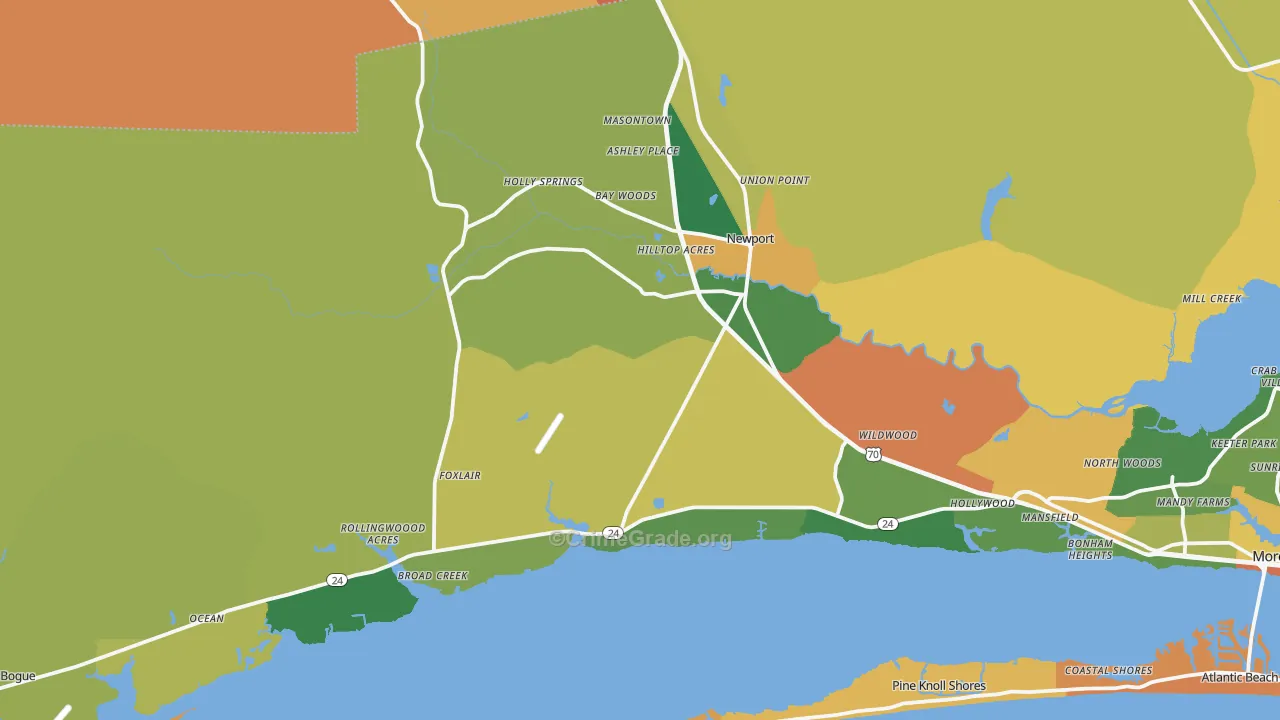 Newport, NC Map of Vandalism Rates