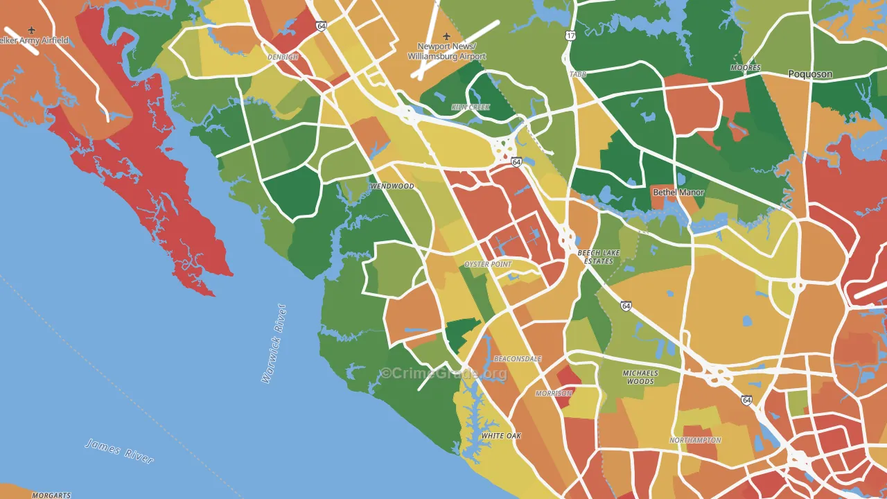 Newport News, VA Map of Vandalism Rates