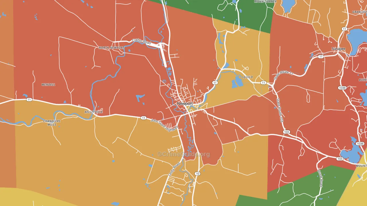 Newport, NH Map of Vandalism Rates