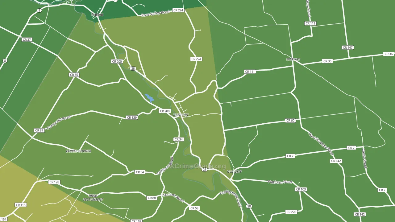 Newport, NY Map of Vandalism Rates