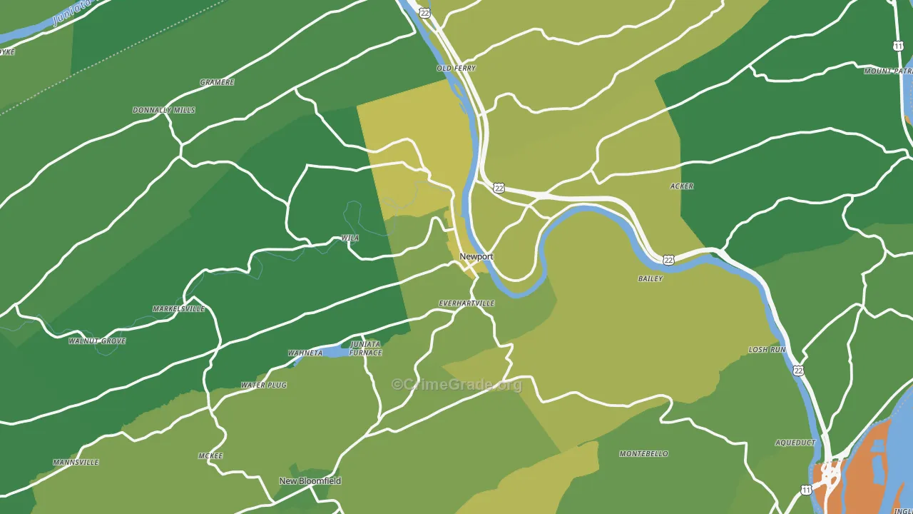 Newport, PA Map of Vandalism Rates