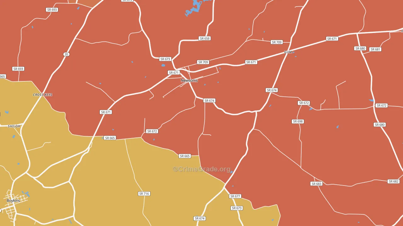 Newsoms, VA Map of Vandalism Rates