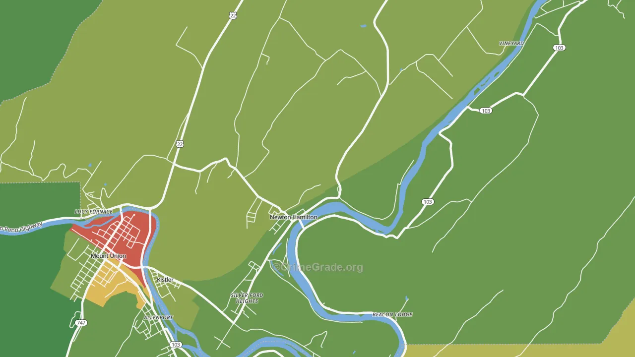 Newton Hamilton, PA Map of Vandalism Rates