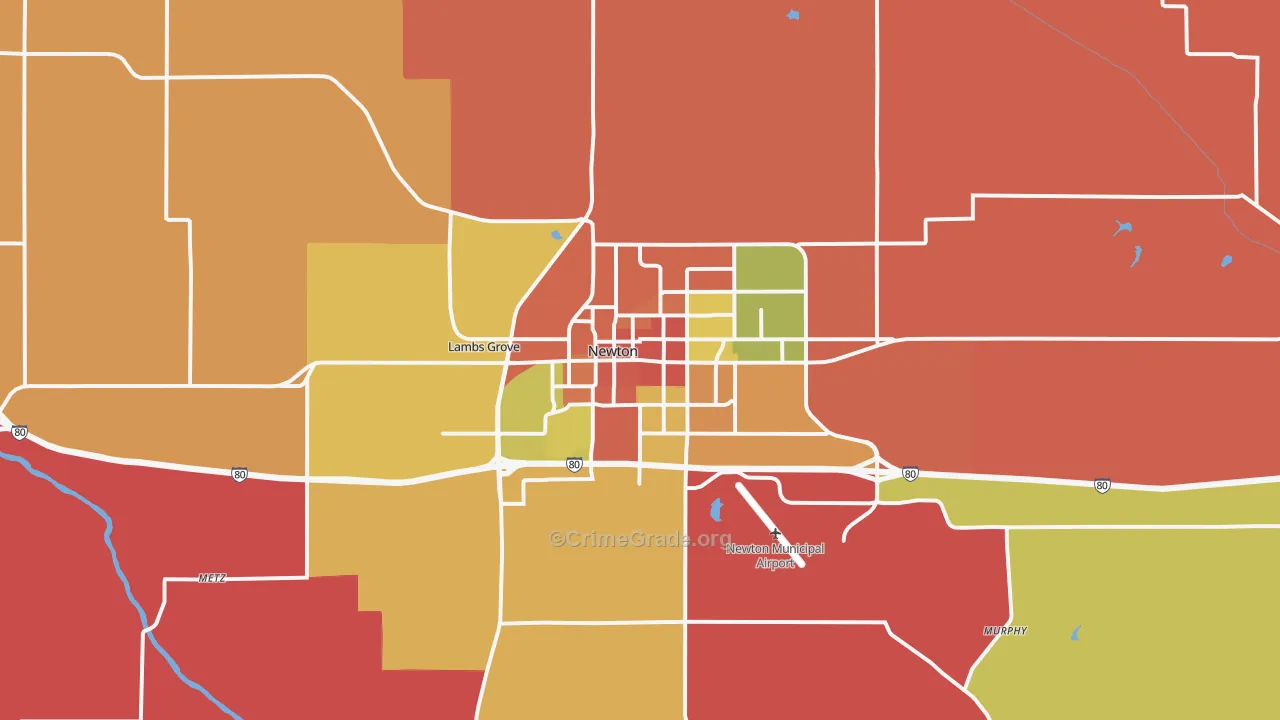 Newton, IA Map of Vandalism Rates