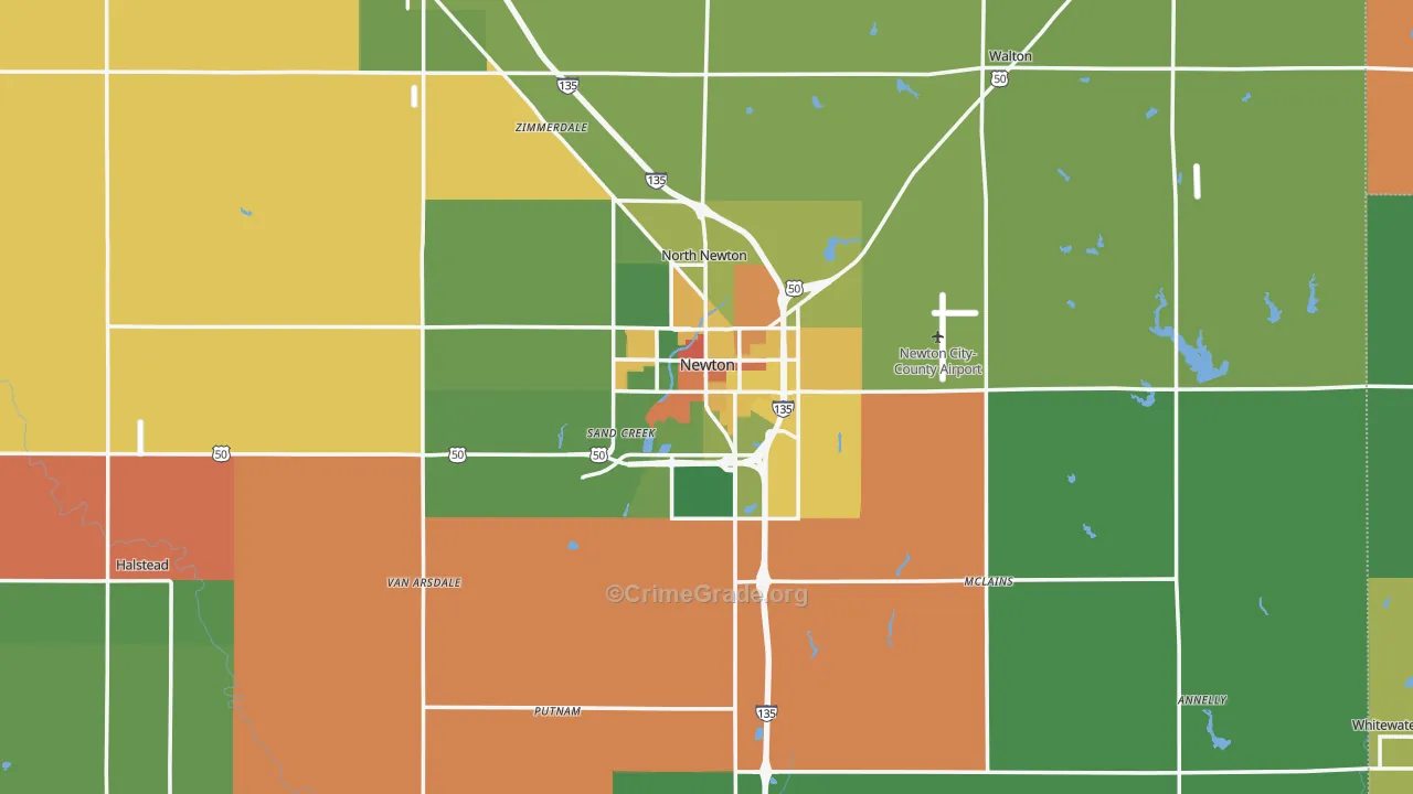 Newton, KS Map of Vandalism Rates