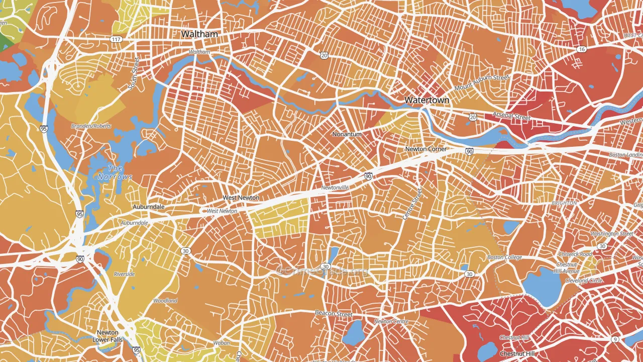 Newton, MA Map of Vandalism Rates