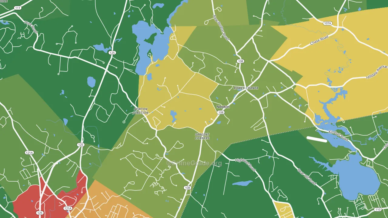 Newton, NH Map of Vandalism Rates