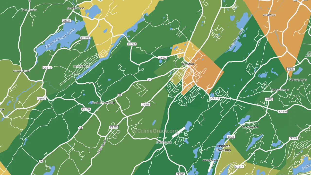 Newton, NJ Map of Vandalism Rates