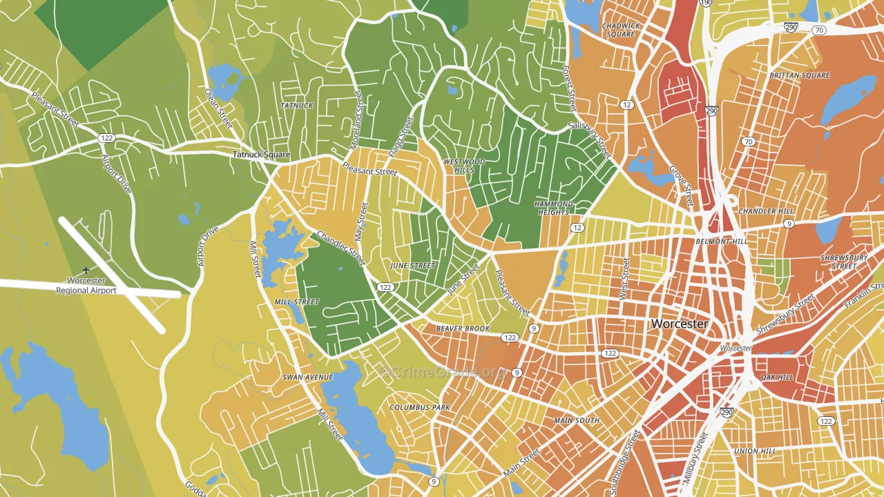 Newton Square, Worcester, MA Map of Vandalism Rates