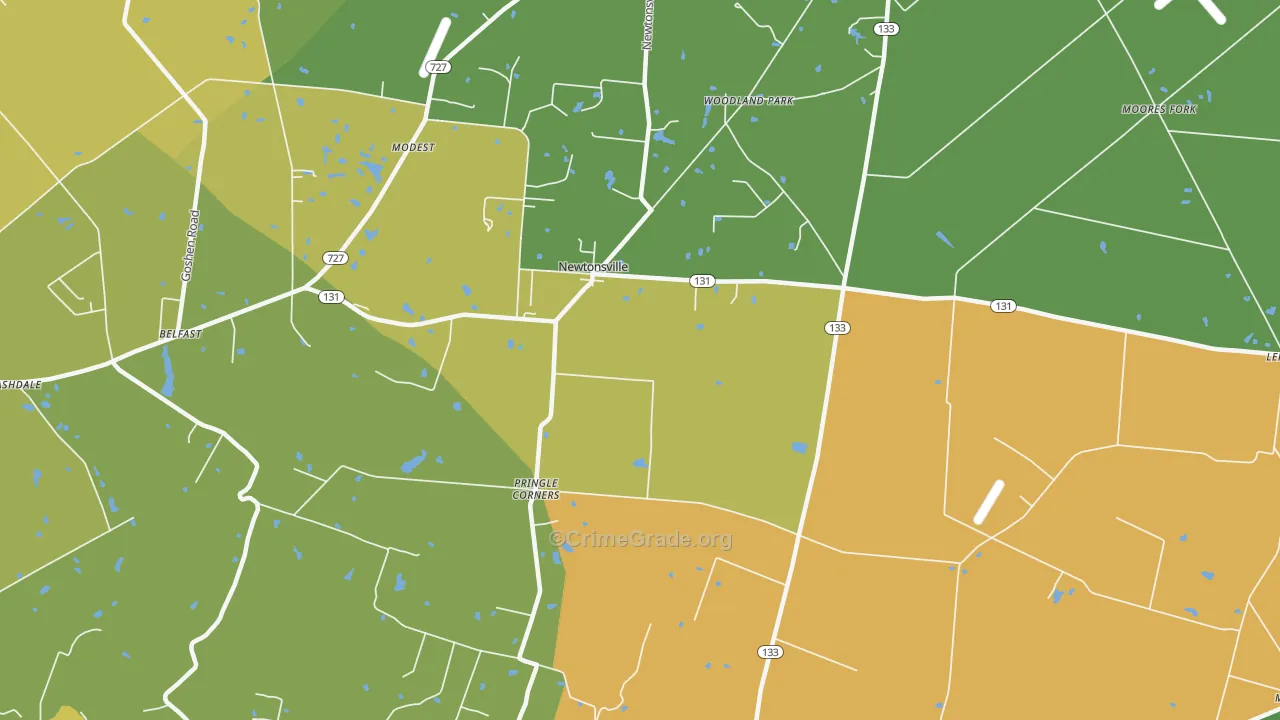 Newtonsville, OH Map of Vandalism Rates